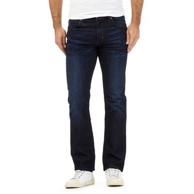 Big and tall dark blue mid wash coolmax 'Arizona' straight leg stretch jeans